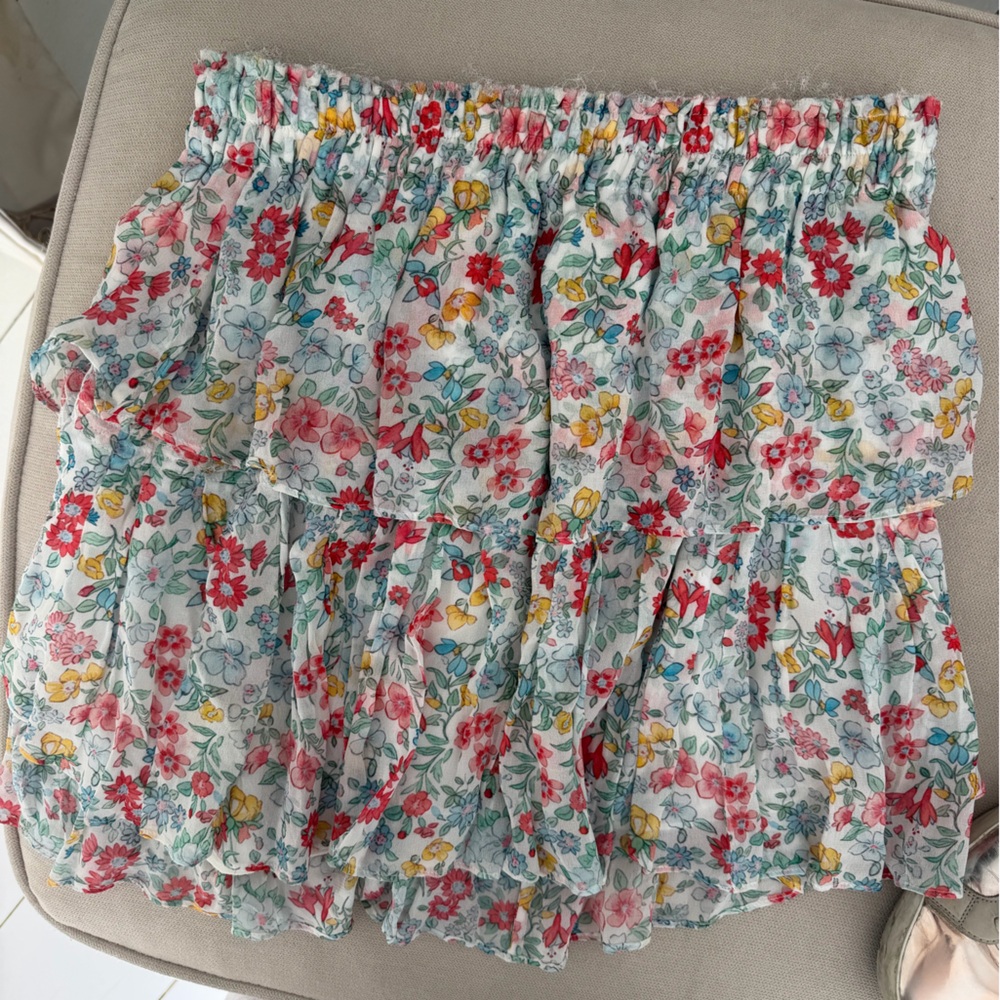 LoveShackFancy Floral Ruffled Skirt Size Small